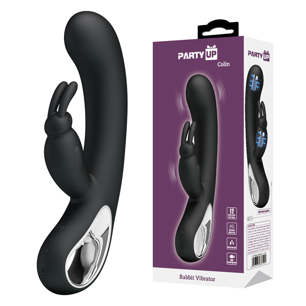 Party Up COLIN Rabbit Vibe - Black 21 cm Rabbit Vibrator
