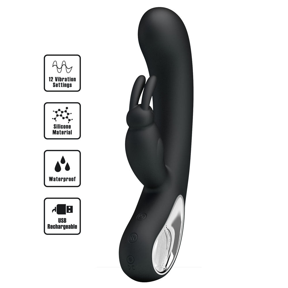 Party Up COLIN Rabbit Vibe - Black 21 cm Rabbit Vibrator