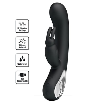 Party Up COLIN Rabbit Vibe - Black - Black 21 cm USB Rechargeable Rabbit Vibrator