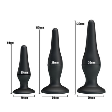 Party Up JERRY Butt Plug Set - Black Butt Plugs - Set of 3 Sizes