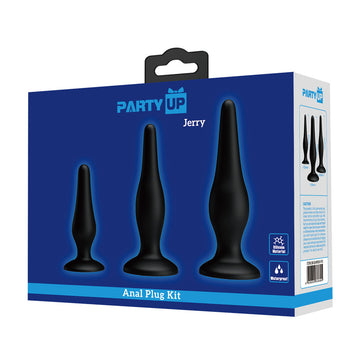 Party Up JERRY Butt Plug Set - Black Butt Plugs - Set of 3 Sizes