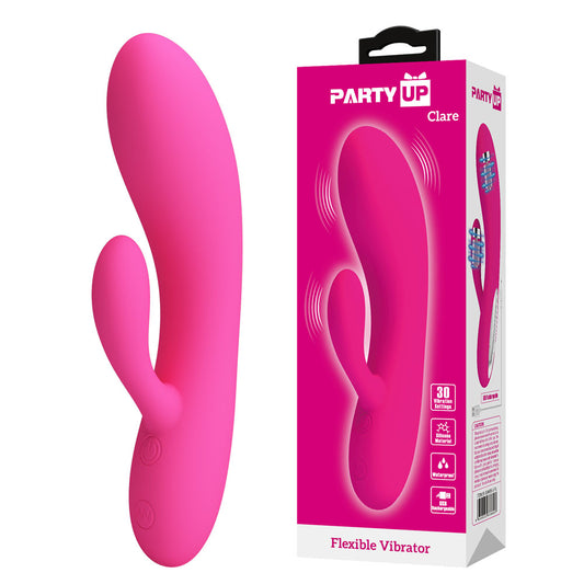 Party Up CLARE Flexible Vibe - Pink 16.9 cm USB Rechargeable Rabbit Vibrator