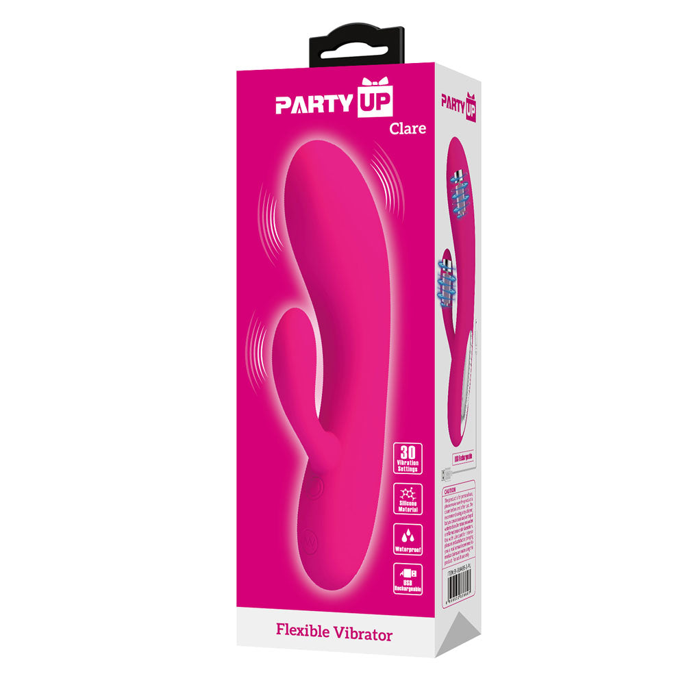 Party Up CLARE Flexible Vibe - Pink 16.9 cm Rabbit Vibrator