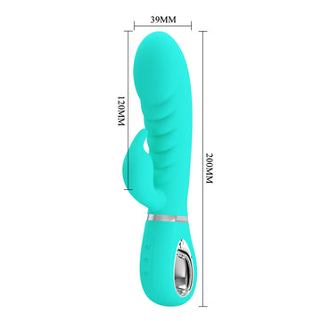 Party Up EDWARD Rabbit Vibe - Teal - Teal 20 cm USB Rechargeable Rabbit Vibrator