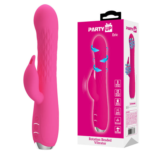 Party Up ERIC Rotating Beads Vibrator - Pink 20.5 cm Rabbit Vibrator