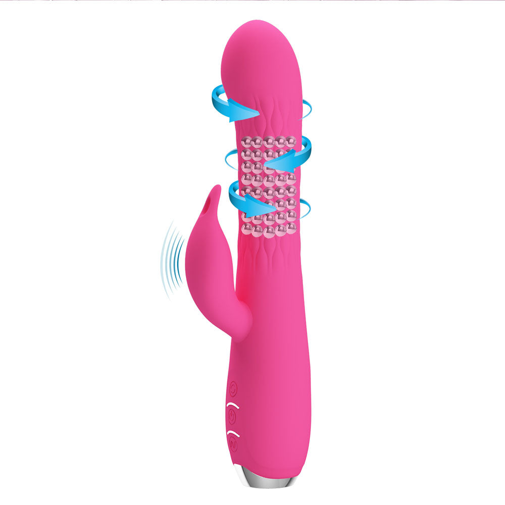 Party Up ERIC Rotating Beads Vibrator - Pink 20.5 cm Rabbit Vibrator