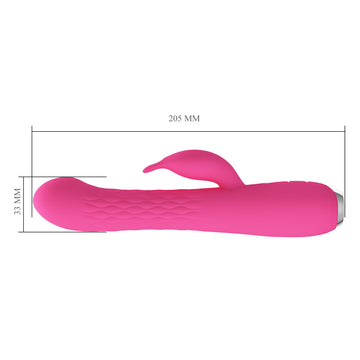 Party Up ERIC Rotating Beads Vibrator - Pink - Pink 20.5 cm USB Rechargeable Rabbit Vibrator with Rotating Bead Shaft