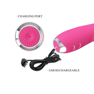 Party Up ERIC Rotating Beads Vibrator - Pink - Pink 20.5 cm USB Rechargeable Rabbit Vibrator with Rotating Bead Shaft