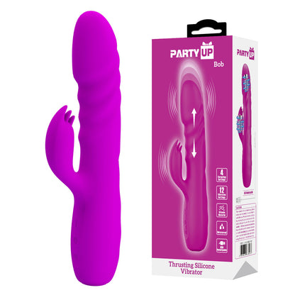Party Up BOB Thrusting Vibe - Purple 25 cm Thrusting Rabbit Vibrator