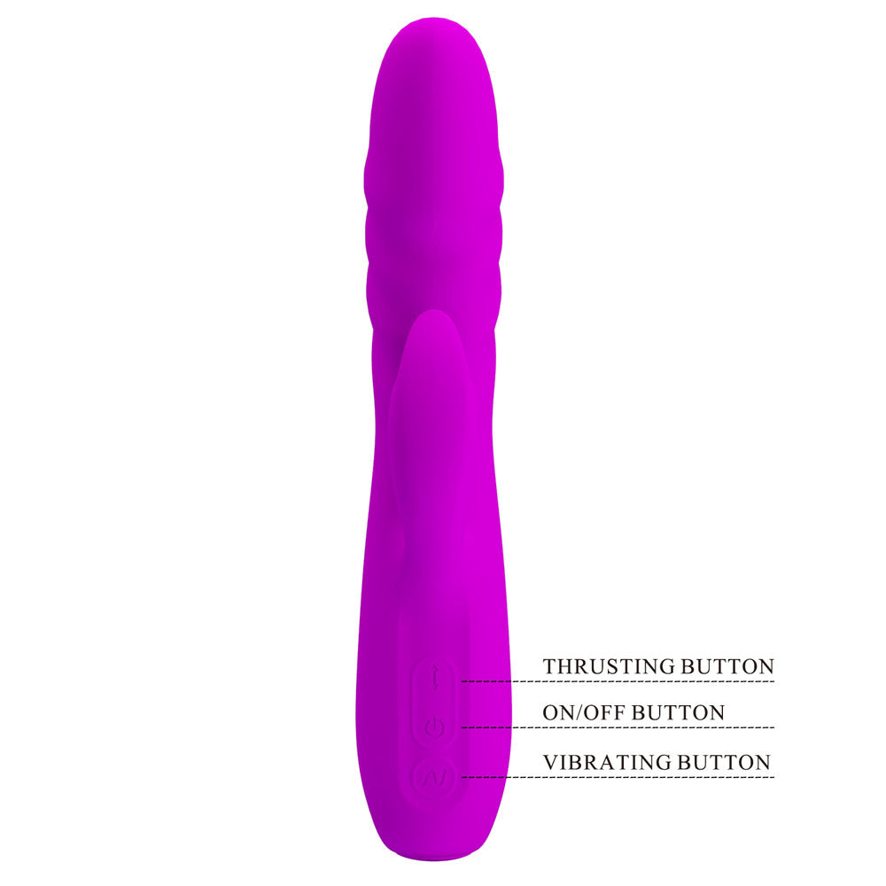 Party Up BOB Thrusting Vibe - Purple 25 cm Thrusting Rabbit Vibrator