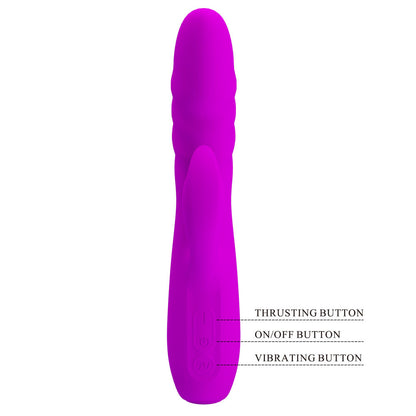 Party Up BOB Thrusting Vibe - Purple 25 cm Thrusting Rabbit Vibrator