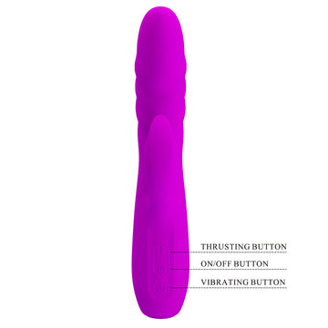 Party Up BOB Thrusting Vibe - Purple - Purple 25 cm USB Rechargeable Thrusting Rabbit Vibrator