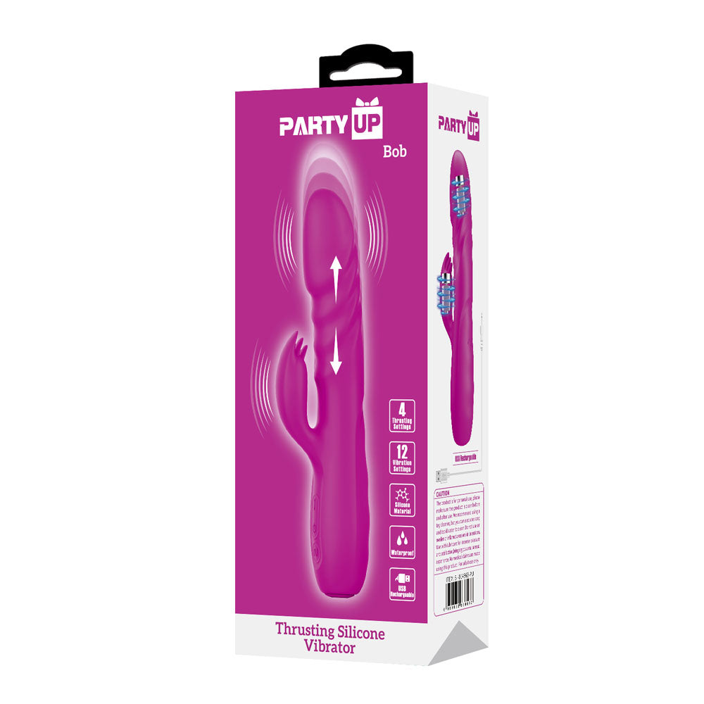 Party Up BOB Thrusting Vibe - Purple 25 cm Thrusting Rabbit Vibrator