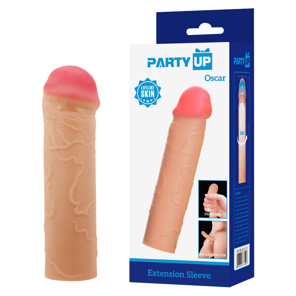 Party Up OSCAR 1 Inch Extender Sleeve - Flesh 1 Inch Penis Extender