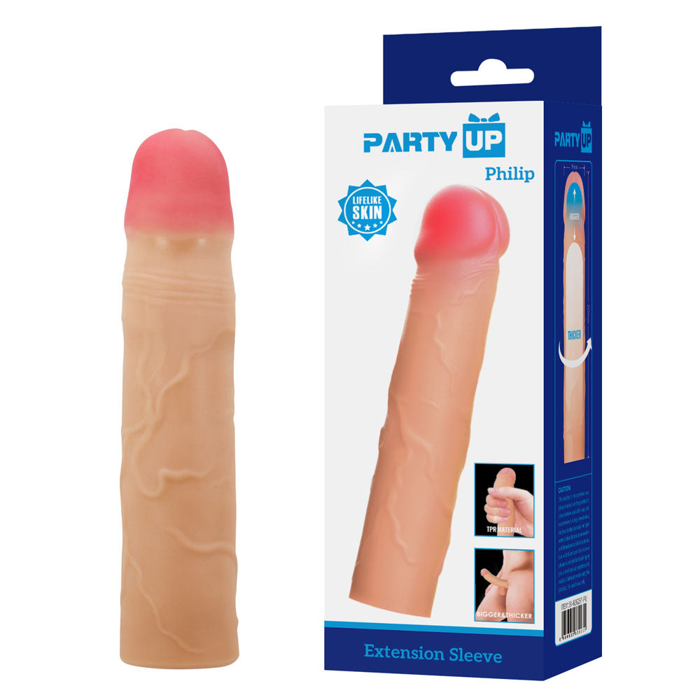 Party Up PHILIP 3 Inch Extender Sleeve - Flesh 3 Inch Penis Extender