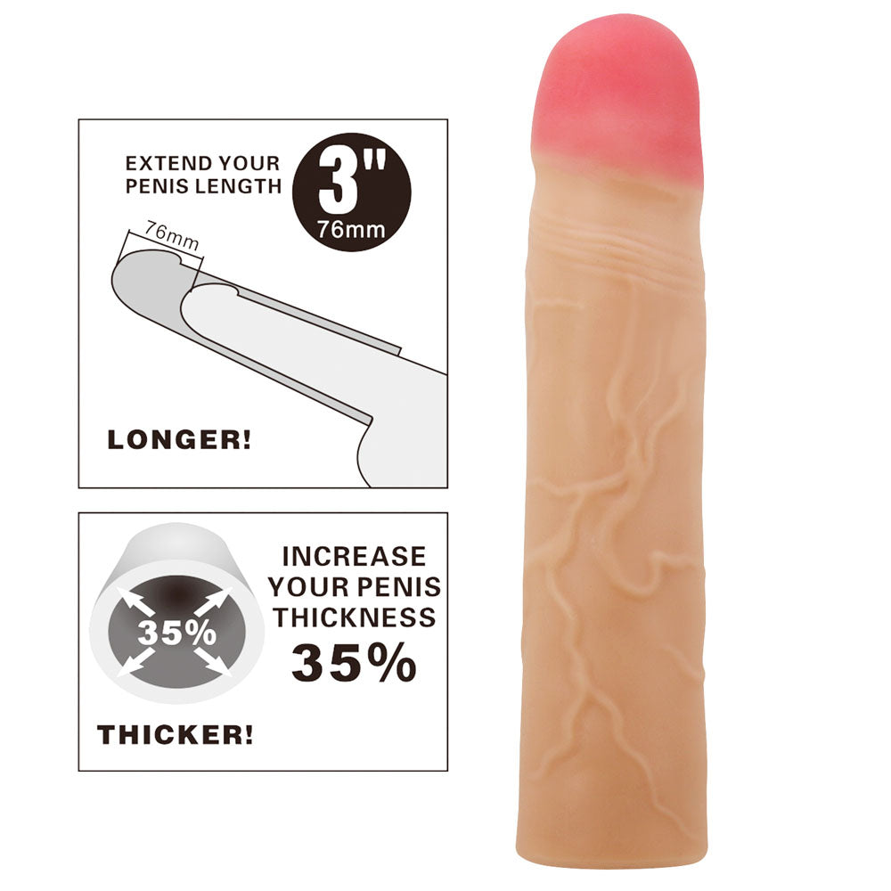 Party Up PHILIP 3 Inch Extender Sleeve - Flesh 3 Inch Penis Extender