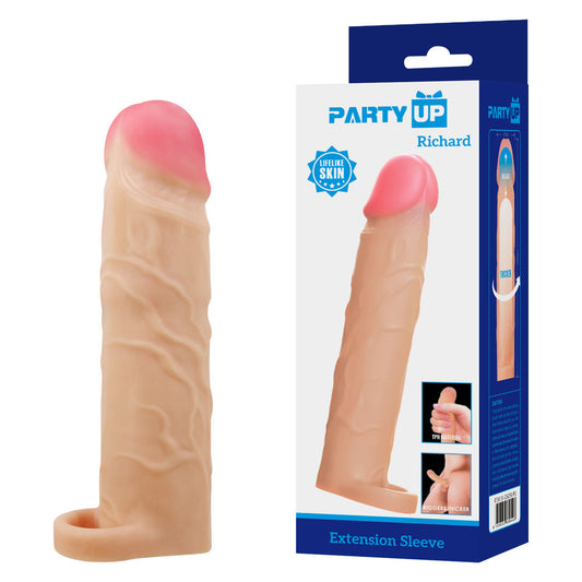 Party Up RICHARD 3 Inch Extender Sleeve - Flesh 3 Inch Penis Extender