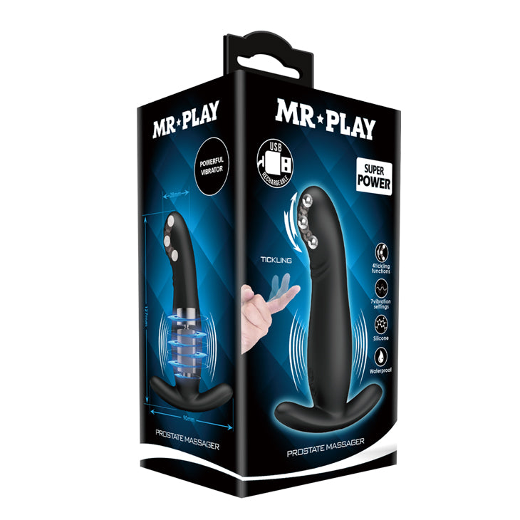 MR PLAY Prostate Massager - Black Prostate Massager with Flicking Tip