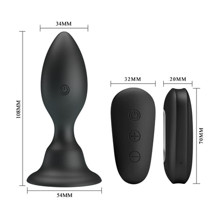 MR PLAY Vibrating Anal Plug - Black 10.8 cm Vibrating Butt Plug