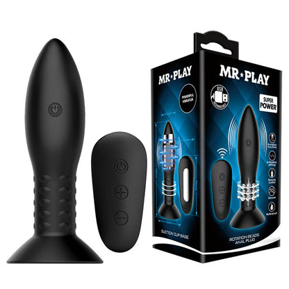 MR PLAY Rotation Beads Anal Plug - Black Beaded Butt Plug
