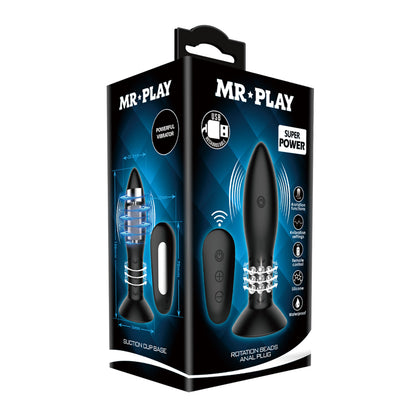 MR PLAY Rotation Beads Anal Plug - Black Beaded Butt Plug