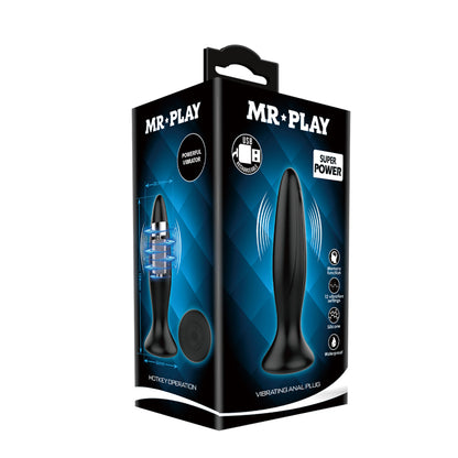 MR PLAY Vibrating Anal Plug - Black 12.8 cm Vibrating Butt Plug