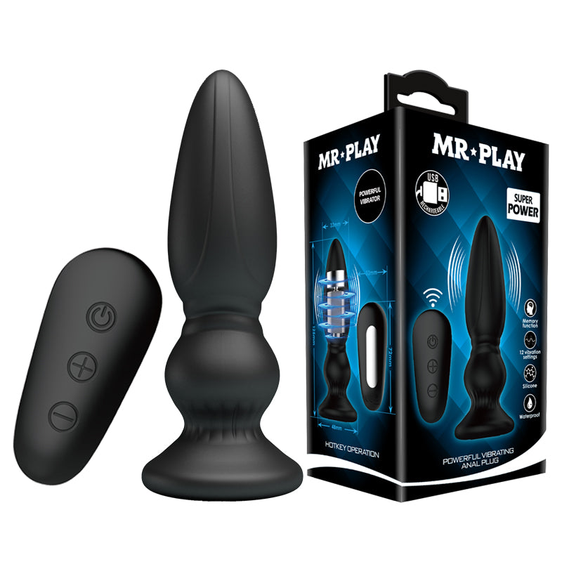MR PLAY Powerful Vibrating Anal Plug - Black Vibrating Anal Plug