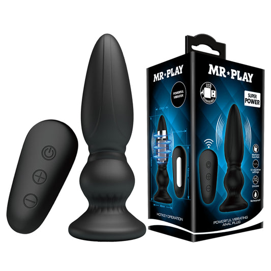 MR PLAY Powerful Vibrating Anal Plug - Black Vibrating Anal Plug