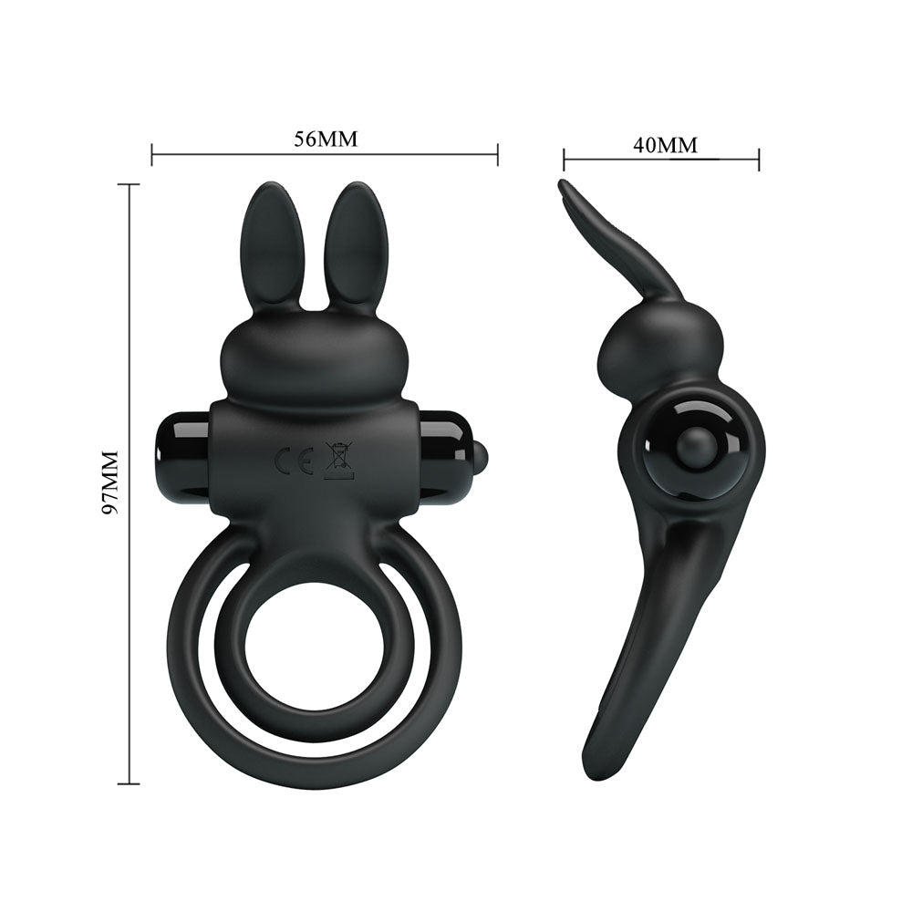 Party Up LAWRENCE Vibrating Cock Ring - Black Vibrating Cock & Balls