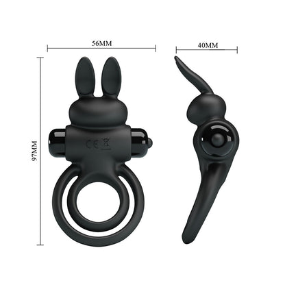 Party Up LAWRENCE Vibrating Cock Ring - Black Vibrating Cock & Balls