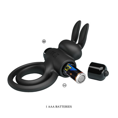 Party Up LAWRENCE Vibrating Cock Ring - Black Vibrating Cock & Balls