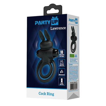 Party Up LAWRENCE Vibrating Cock Ring - Black Vibrating Cock & Balls