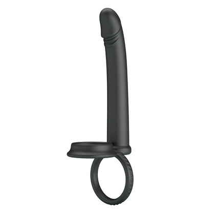 Party Up MARTIN Double Penetrator - Black Cock & Ball Rings