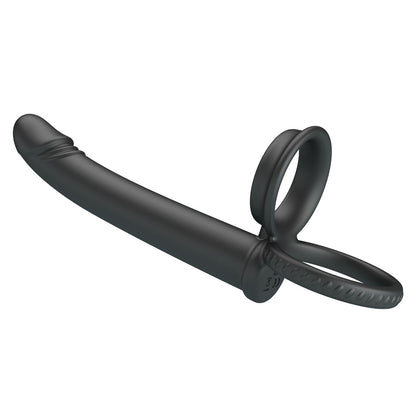 Party Up MARTIN Double Penetrator - Black Cock & Ball Rings