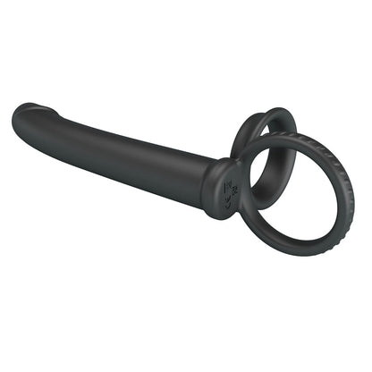 Party Up MARTIN Double Penetrator - Black Cock & Ball Rings
