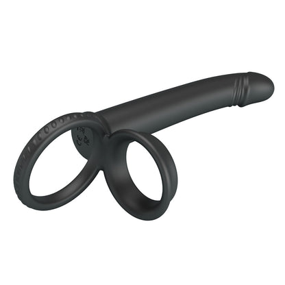 Party Up MARTIN Double Penetrator - Black Cock & Ball Rings