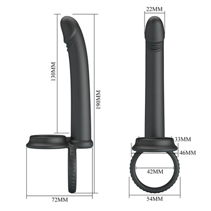 Party Up MARTIN Double Penetrator - Black Cock & Ball Rings