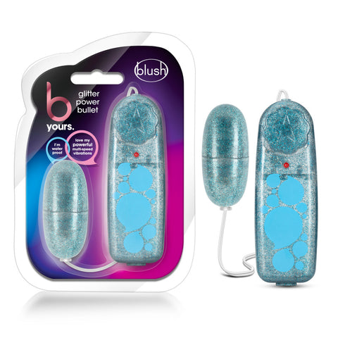B Yours Glitter Power Bullet - Blue - Glitter Blue 5.5 cm Bullet - Image 1
