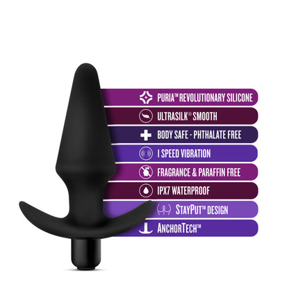 Anal Adventures Platinum Vibrating Plug - Black 12.7 cm (5'')