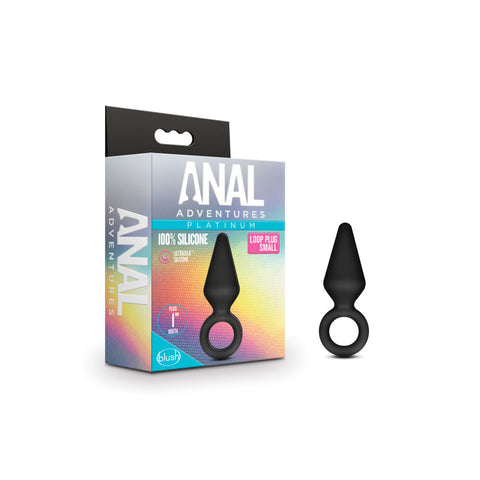 Anal Adventures Platinum Loop Plug - Small - Black 7.6 cm Butt Plug - Image 1