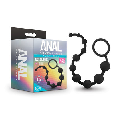 Anal Adventures Platinum 10 Anal Beads - Black 31.7 cm Anal Beads