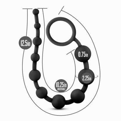 Anal Adventures Platinum 10 Anal Beads - Black 31.7 cm Anal Beads