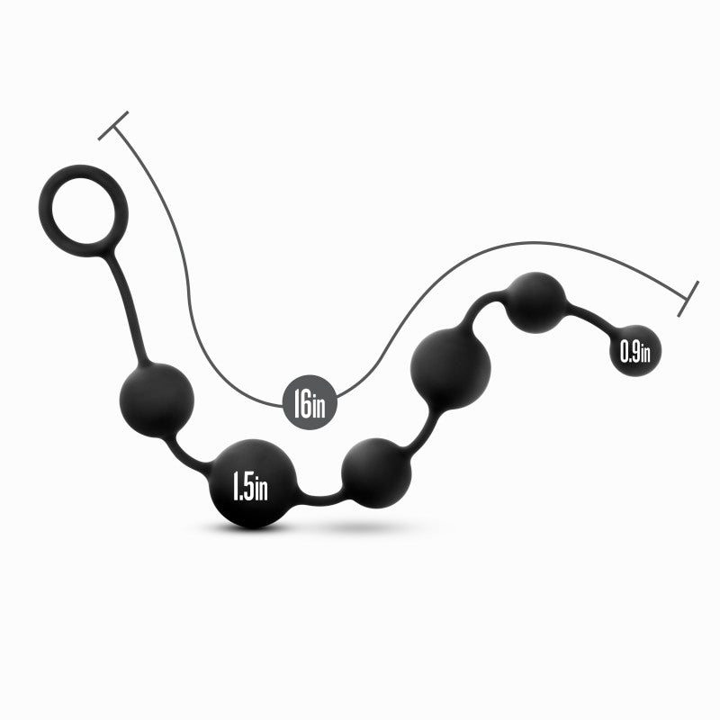 Anal Adventures Platinum Silicone Large Anal Beads - Black Large Anal