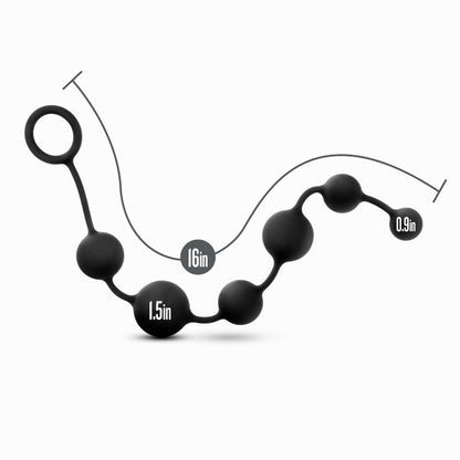 Anal Adventures Platinum Silicone Large Anal Beads - Black Large Anal