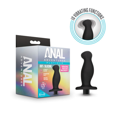 Anal Adventures Platinum Vibrating Prostate Massager 02 - Black 10.8 cm USB Rechargeable Prostate Massager - Image 1