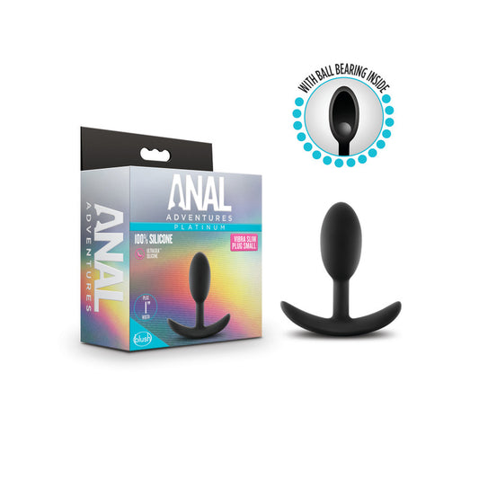 Anal Adventures Platinum Vibra Slim Plug - Black Small Butt Plug