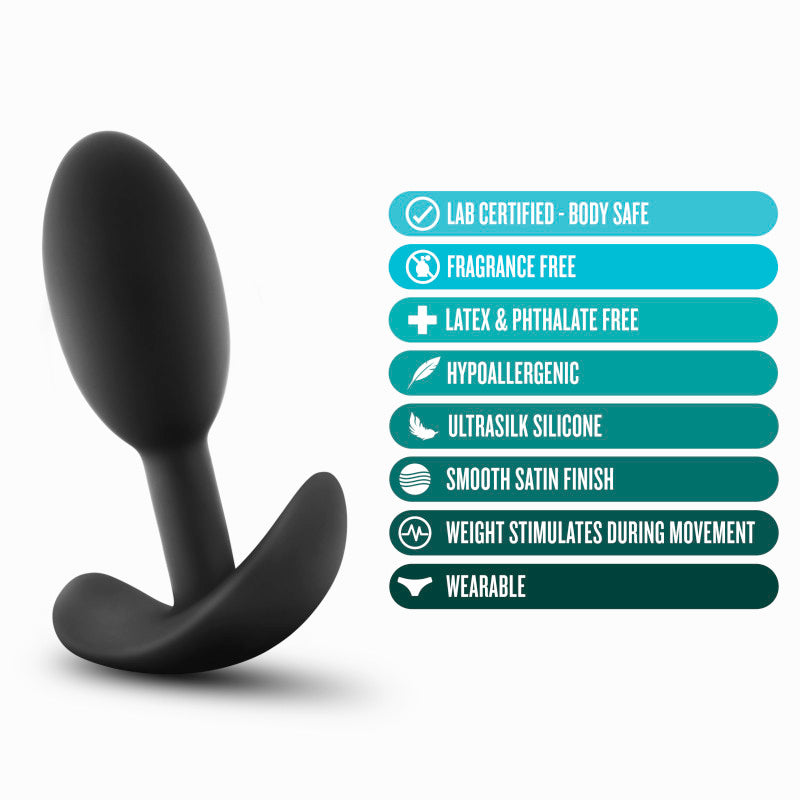 Anal Adventures Platinum Vibra Slim Plug - Black Small Butt Plug