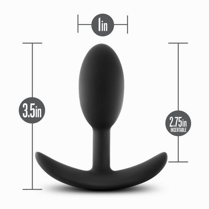 Anal Adventures Platinum Vibra Slim Plug - Black Small Butt Plug