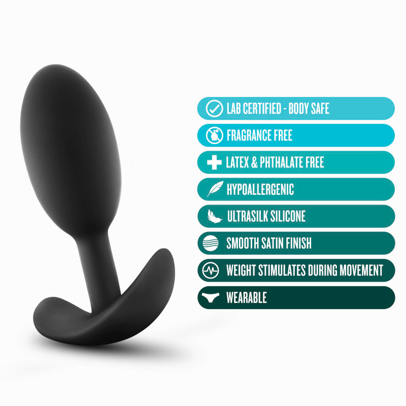 Anal Adventures Platinum Vibra Slim Plug - Black 10.1 cm Butt Plug