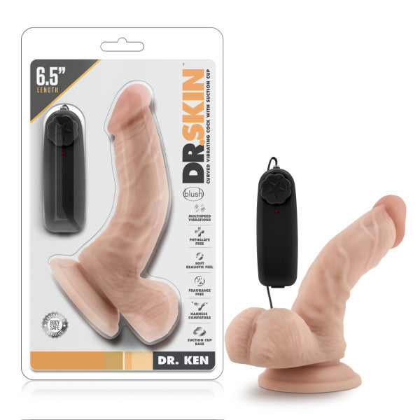 Dr. Skin Dr. Ken - Flesh 16.5 cm (6.5'') Vibrating Dong - Image 1
